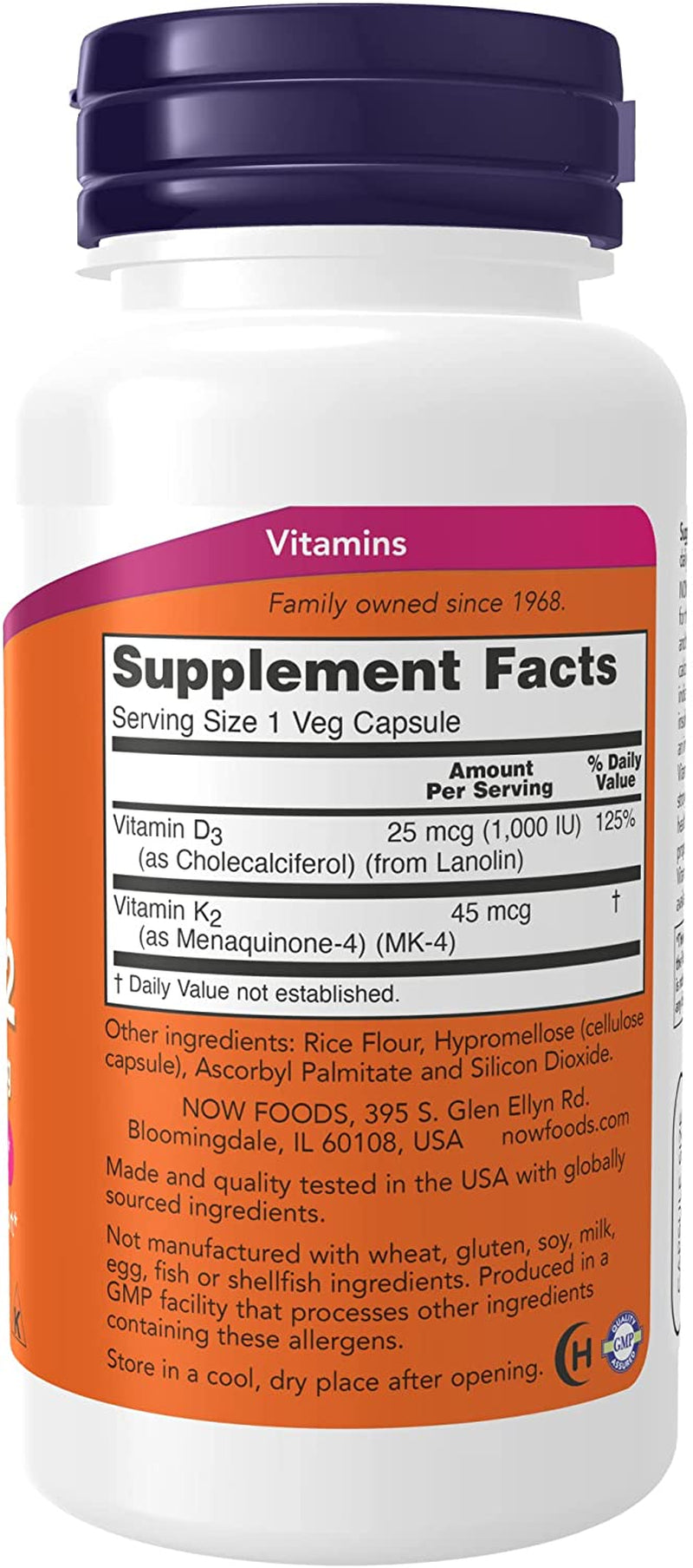 Vitamin D-3 & K-2,120 Veg Capsules